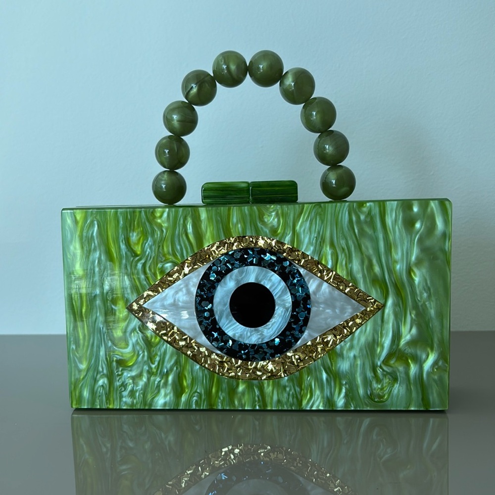 French Design Acetate Green Bag